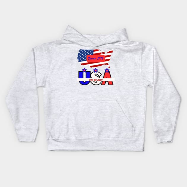 4th of July USA Kids Hoodie by TopSea